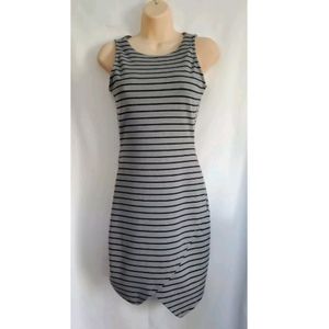 Womens Iris Gray Black Striped Stretch Bodycon Sleeveless Dress Size Medium